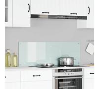 vidaXL Kitchen Backsplash White 120 x 40 cm Tempered Glass, Modern, Durable Glass Backsplash for Kitchen, Heat-Resistant Wall Cover, Stylish Design, Easy Installation Feature