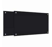 vidaXL Kitchen Backsplashes 2 pcs, Wall Protector for Kitchen Bathroom Living Room Fireplace, Wall Tiles Backsplash, Black Tempered Glass