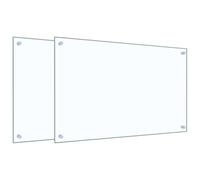 vidaXL Kitchen Backsplashes 2 pcs, Wall Protector for Kitchen Bathroom Living Room Fireplace, Wall Tiles Backsplash, Transparent Tempered Glass