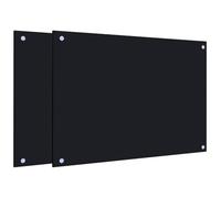 vidaXL Kitchen Backsplashes 2 pcs, Wall Protector for Kitchen Bathroom Living Room Fireplace, Wall Tiles Backsplash, Black Tempered Glass