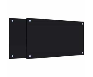 vidaXL Kitchen Backsplashes 2 pcs, Wall Protector for Kitchen Bathroom Living Room Fireplace, Wall Tiles Backsplash, Black Tempered Glass