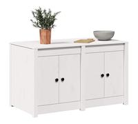 vidaXL Kitchen Cabinet White 106 x 55 x 64 cm Solid Pine wood, Modern Rectangular Kitchen Cabinet, Durable Pine Wood Storage Unit, Space Saving Organizational Solutions for Home Furniture