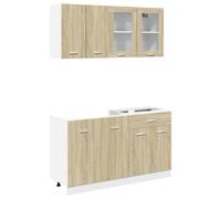 vidaXL Kitchen Cabinet Set 4 Piece Storage Unit Sonoma Oak Engineered Wood
