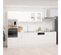 vidaXL Kitchen Cabinet Set 7 Piece White Engineered Wood Storage Shelf Cabinet