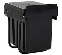 vidaXL Kitchen Cupboard Pull-out Dustbin Soft-Close 20 L- Durable Plastic Trash Bin, Child Safe, Easy Installation and Cleaning, Black