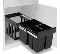 vidaXL Kitchen Cupboard Pull-out Recycled Dustbin Soft-Close 48L Rubbish Bin