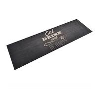 vidaXL Kitchen Rug Anti-Fatigue Mat Runner - Machine Washable, Soft Black Velvet Top, Skid-Resistant Latex Base, 180x60 cm, Multicolour