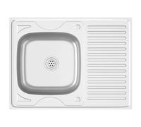 vidaXL Kitchen Sink and Drainer Set, Reversible Top Mount Design, Scratch and Impact SUS Stainless Steel, Extra Deep Basin, Silver, 800x600x155 mm