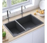 vidaXL Kitchen Sink Black Stainless Steel