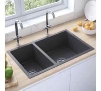vidaXL Kitchen Sink Black Stainless Steel UK HOT