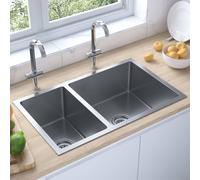 vidaXL Kitchen Sink Drop-in Utility Sink Stainless Steel Plumbing Fixtures