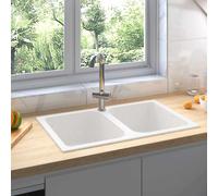 vidaXL Kitchen Sink White 76 x 48 x 30 cm Quartz and Resin