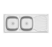 vidaXL Kitchen Sink with Double Sinks Silver 1200x600x155 mm Stainless Steel