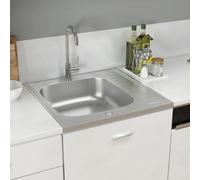 vidaXL Kitchen Sink & Drainer Set Silver 600x600x155 mm Stainless Steel UK HOT