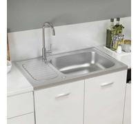Vidaxl Kitchen Sink With Drainer Set Silver 800X500X155 mm Stainless Steel