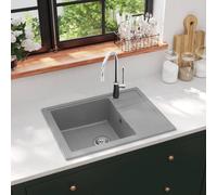vidaXL Kitchen Sink with Overflow Hole Oval Grey Granite