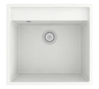 vidaXL Kitchen Sink with Overflow Hole White Granite Single Bowl Waste Kit