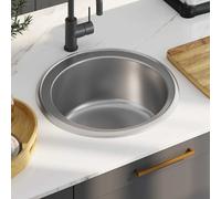 vidaXL Kitchen Sink with Strainer and Trap Stainless Steel Single Bowl Basin