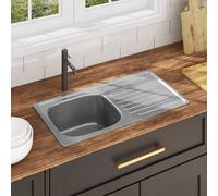 vidaXL Kitchen Sink with Strainer and Trap Stainless Steel Under-Mount Sink