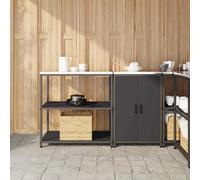 vidaXL Kitchen Storage Set with Shelf 2 pcs Black Cold-rolled steel