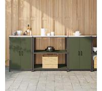 vidaXL Kitchen Storage Set with Shelf 3 pcs Olive Green Steel