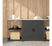 vidaXL Kitchen Storage Set with Shelf with Storage 2 pcs Black Steel