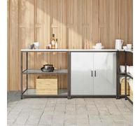 vidaXL Kitchen Storage Set with Shelf with Storage 2 pcs Silver Steel