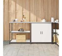 vidaXL Kitchen Storage Set with Shelf with Storage 2 pcs White Steel