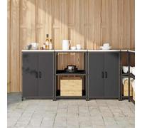 vidaXL Kitchen Storage Set with Shelf with Storage 3 pcs Black Steel