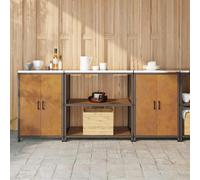 vidaXL Kitchen Storage Set with Shelf with Storage 3 pcs Rusty Steel