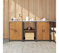 vidaXL Kitchen Storage Set with Shelf with Storage 3 pcs Rusty Steel