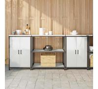 vidaXL Kitchen Storage Set with Shelf with Storage 3 pcs Silver Steel