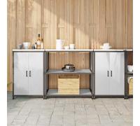 vidaXL Kitchen Storage Set with Shelf with Storage 3 pcs Silver Steel