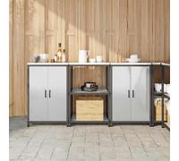 vidaXL Kitchen Storage Set with Shelf with Storage 3 pcs Silver Steel