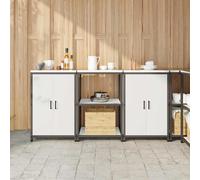 vidaXL Kitchen Storage Set with Shelf with Storage 3 pcs White Steel