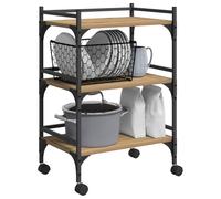 vidaXL 3 Shelf Old Wood Kitchen Trolley