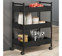 (black) vidaXL Kitchen Trolley Rolling Cart Storage Cart Brown Oak Engineered Wood
