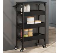 vidaXL Kitchen Trolley Black 53x20x76 cm Engineered Wood LSO UK