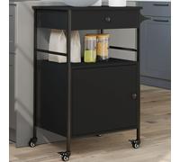 vidaXL Kitchen Trolley Rolling Cart Storage Cart Trolley Black Engineered Wood