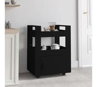 vidaXL Kitchen Trolley Black 60x45x80 cm Engineered Wood UK