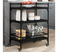 vidaXL Kitchen Trolley Black 65x40x86.5 cm Engineered Wood