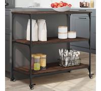 vidaXL Kitchen Trolley Brown Oak 102x50x95 cm Engineered Wood NEW