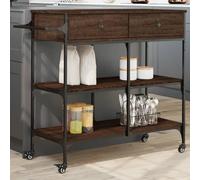 vidaXL Kitchen Trolley Rolling Cart Storage Cart Brown Oak Engineered Wood