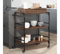 vidaXL Kitchen Trolley Rolling Cart Storage Cart Brown Oak Engineered Wood