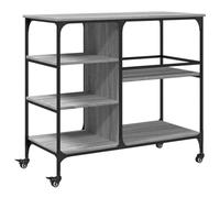 vidaXL Kitchen Trolley Rolling Cart Storage Cart Grey Sonoma Engineered Wood