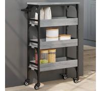 Kitchen Trolley Grey Sonoma 53x20x76cm Engineered Wood & Steel Castor Towel Rack