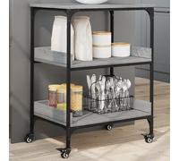 vidaXL Kitchen Trolley Rolling Cart Storage Cart Grey Sonoma Engineered Wood