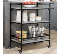 vidaXL Kitchen Trolley Rolling Cart Storage Cart Grey Sonoma Engineered Wood