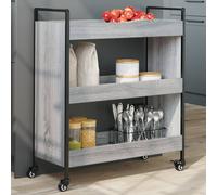 vidaXL Kitchen Trolley Rolling Cart Storage Cart Grey Sonoma Engineered Wood