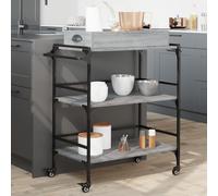 vidaXL Kitchen Trolley Rolling Cart Storage Cart Grey Sonoma Engineered Wood